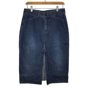 Clio Zip Fly Denim Slit Skirt, Western Boho